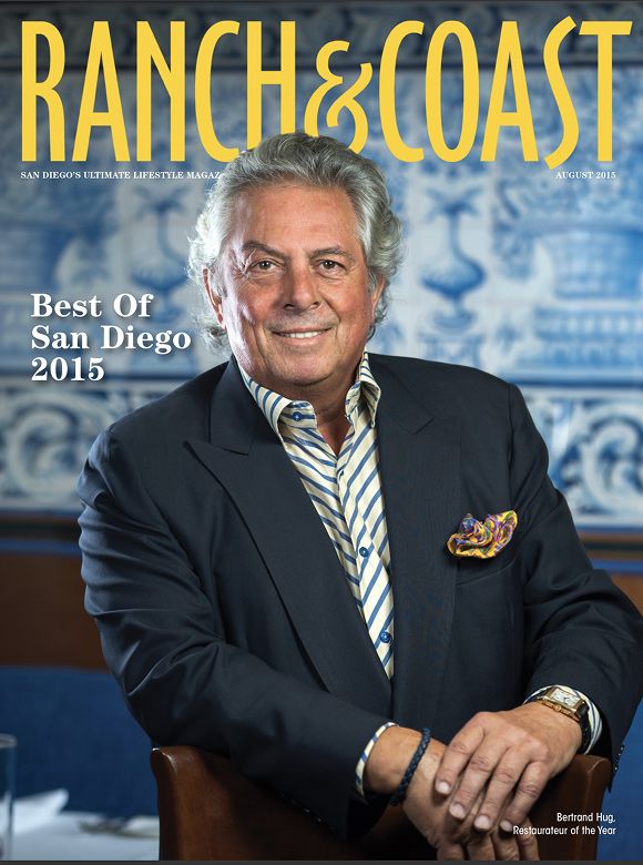 Magazine cover featuring San Diego restaurateur Bertrand Hug.